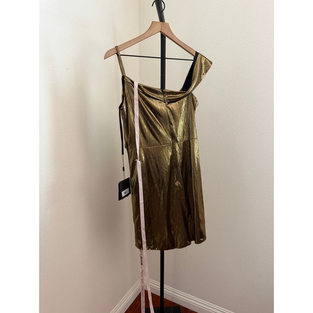 Mac Duggal 27360 Gold Asymmetrical Front Knot Mini Dress sz M - Picture 6 of 6